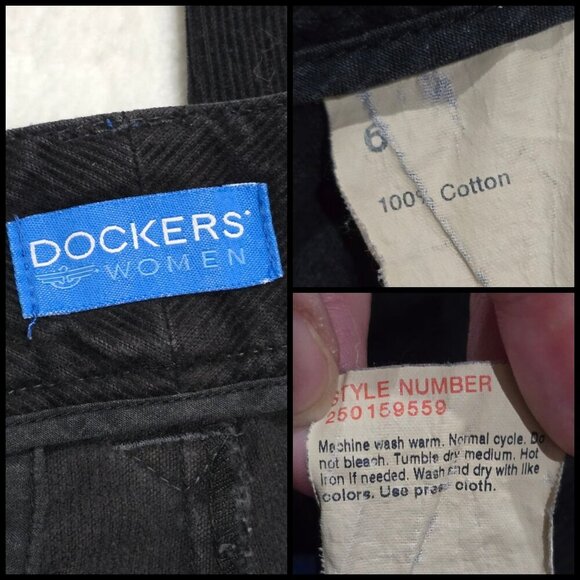 Dockers ✦ Black Corduroy Pants ✦ 100% Cotton Straight‑Leg Trousers Sz 6 Classic - Picture 7 of 9